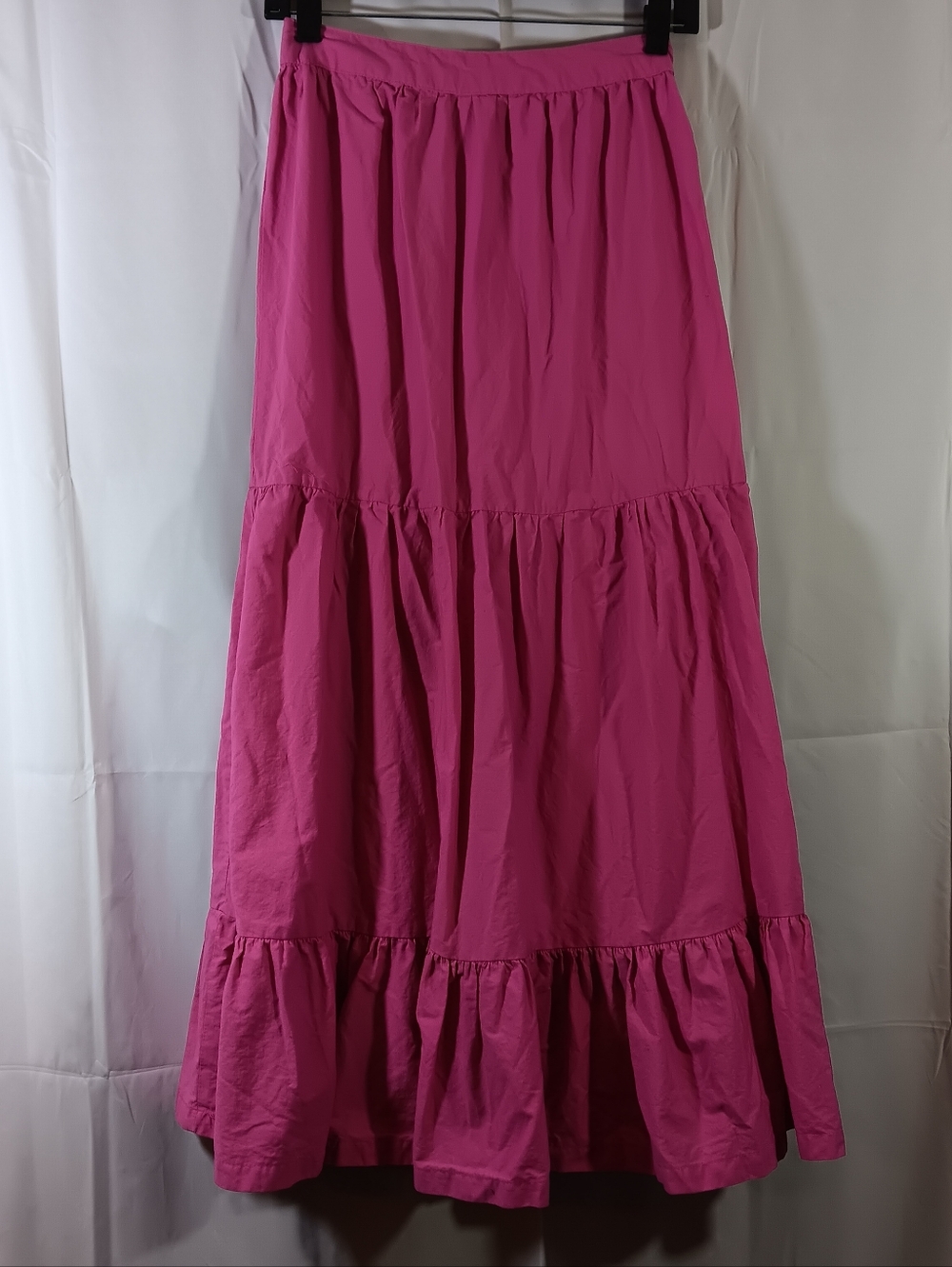 Japna Womens Small Pink Tiered Maxi Skirt Ruffle Boho Peasant Coastal Cottage - Picture 1 of 7
